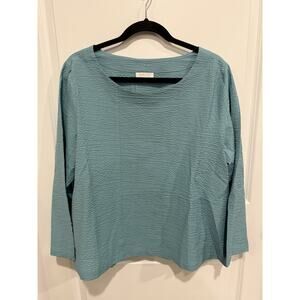Habitat Clothes To Live In Women’s Sz Medium Button Accent L/S Textured Top Teal
